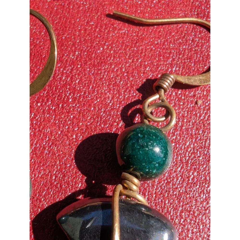 Vintage Hematite Bear Earrings; Southwestern Dangle Earrings